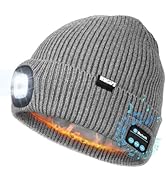 Wmcaps Fleece Lined Bluetooth LED Beanie, Winter Warm Hat with Light and Speaker Mic Cordless Hea...