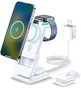 3 in 1 Wireless Charging Station,5000mAh Fast Foldable Portable Charger Battery Pack USB C Power ...