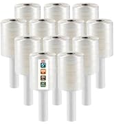 12 Pack Industrial Strength Mini Hand Stretch Wrap 5" 1000 Ft Roll 80 Gauge Thick, Shrink Wrap Ro...
