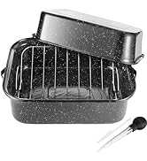Roasting Pan With Lid and Rack, 21” Rectangular Roasting Pan, 25lb Turkey Roaster Pot, Large Oven...