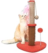 ZooZoo Cat Scratching Post Heart-Shaped Base Cat Tree for Indoor Cats with Natural Sisal Scratch ...