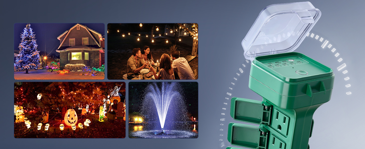 christmas light surge protector outdoor timer with extension cord