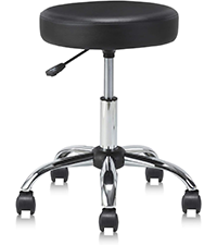 KLASIKA Low Back Rolling Stool PU Leather Vanity Stools, Adjustable Height Ergonomic Swivel Rolling ...