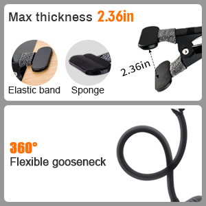 Sturdy clip and flexible gooseneck design