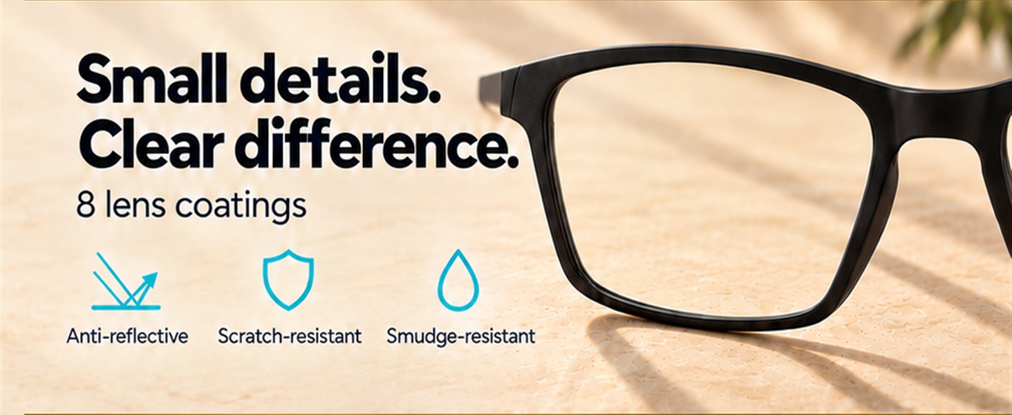 ZENOX lens detail with anti-reflective, scratch-resistant and smudge-resistant coatings.