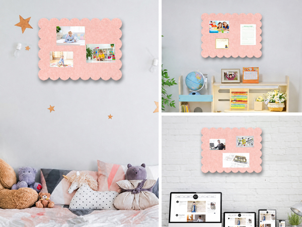 Pink bulletin board on the wall