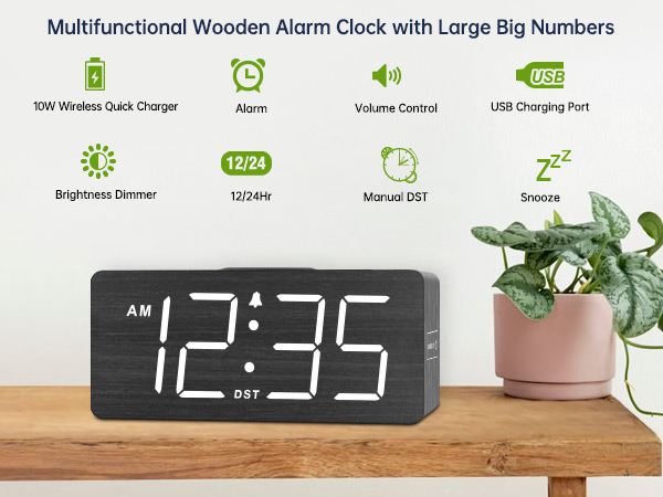 wireless charging alarm clock