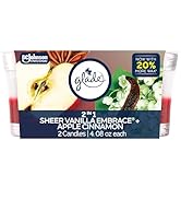 Glade 1-Wick 2in1 Scented Candle Jar, Sheer Vanilla Embrace &amp; Apple Cinnamon, Air Freshener Infus...