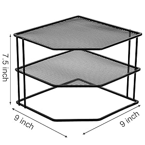 Yarlung 3-Tier Cabinet Corner Shelf, 9x9x7.5 Inches Metal Wire Plate Rack Kitchen Counter Organizer