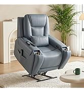 Hansong Power Lift Recliner Chair: Leather Electric Lift Chair for Adults, Large Reclining Sofa w...