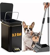 Dog Poop Trash Can Outside Stainless Steel - Metal Pooper Scooper Set - 12L Dog Waste Trash Can O...