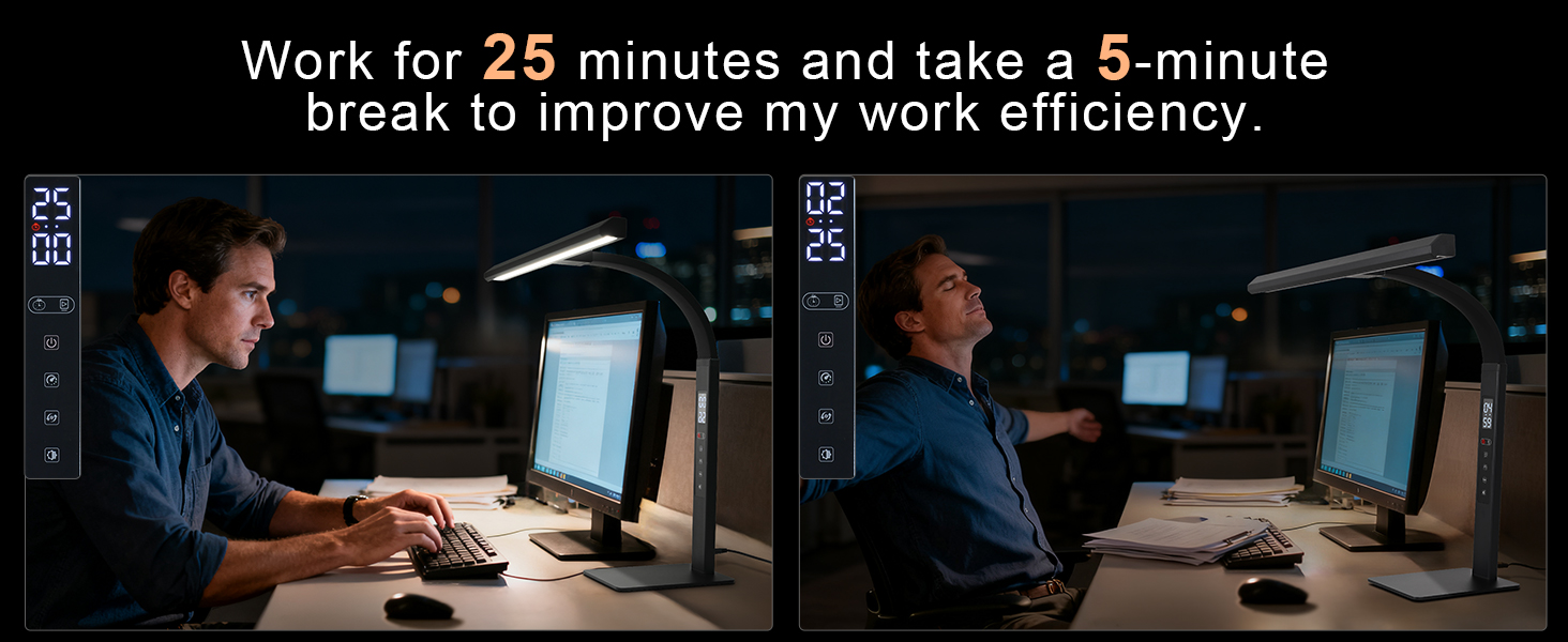 Work for 25 minutes and take a 5-minute break toimprove my work efficiency.