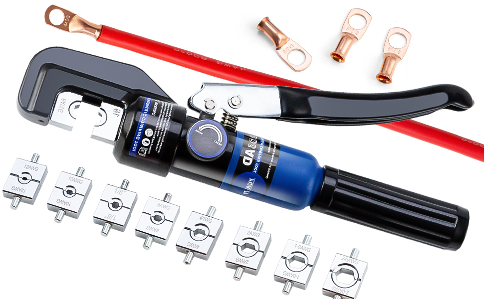 Hydraulic Crimping Hydraulic Cable Lug Crimper with Cable Cutter 12 AWG to 00 (2/0)