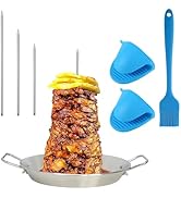 Al Pastor Skewer for Grill, Stainless Steel Vertical Skewer, Brazilian Vertical Spit Stand with 3...