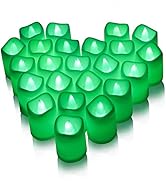 Litake 24PCS Green LED Candles Valentine Green LED Tea Lights Flameless Candles with Flickering G...