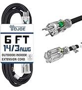 YOJOE Indoor Outdoor Extension Cord with Lighted End, 3 Prong 15A Weatherproof Power Extension Co...