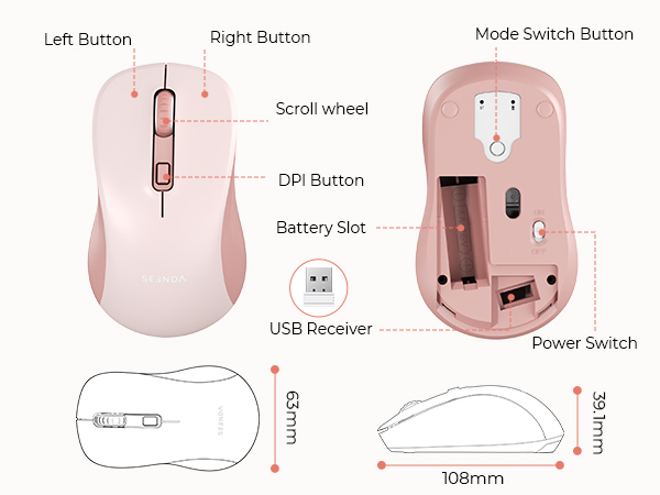 pink wrieless mouse