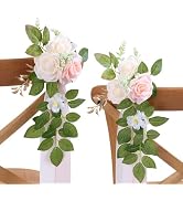 DreamBuilt Set of 10 Wedding Aisle Decorations for Ceremony, Pink Pew Flowers for Church Chair De...