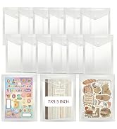 Sticker Organizer, Clear Plastic Envelopes with Snap, 12 Pack Waterproof and Durable for Sticker ...