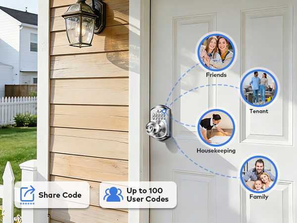 Create up to 100 user codes for family, guests, or staff. Easy to add or delete for secure access