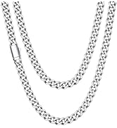 ChainsHouse Cuban Link Chain for Men, Stainless Steel Cuban Link Chain, Black/ 14K Gold Plated Cu...