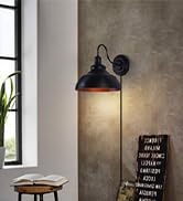 Lightess Dimmable Wall Sconce Plug in, Industrial Farmhouse Sconce with Dimmer On Off Switch, Bla...