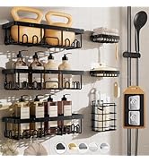 Veken Rustproof &amp; Waterproof Shower Caddy 6-Pack, No Drilling Adhesive Shelves Rack with Soap Hol...