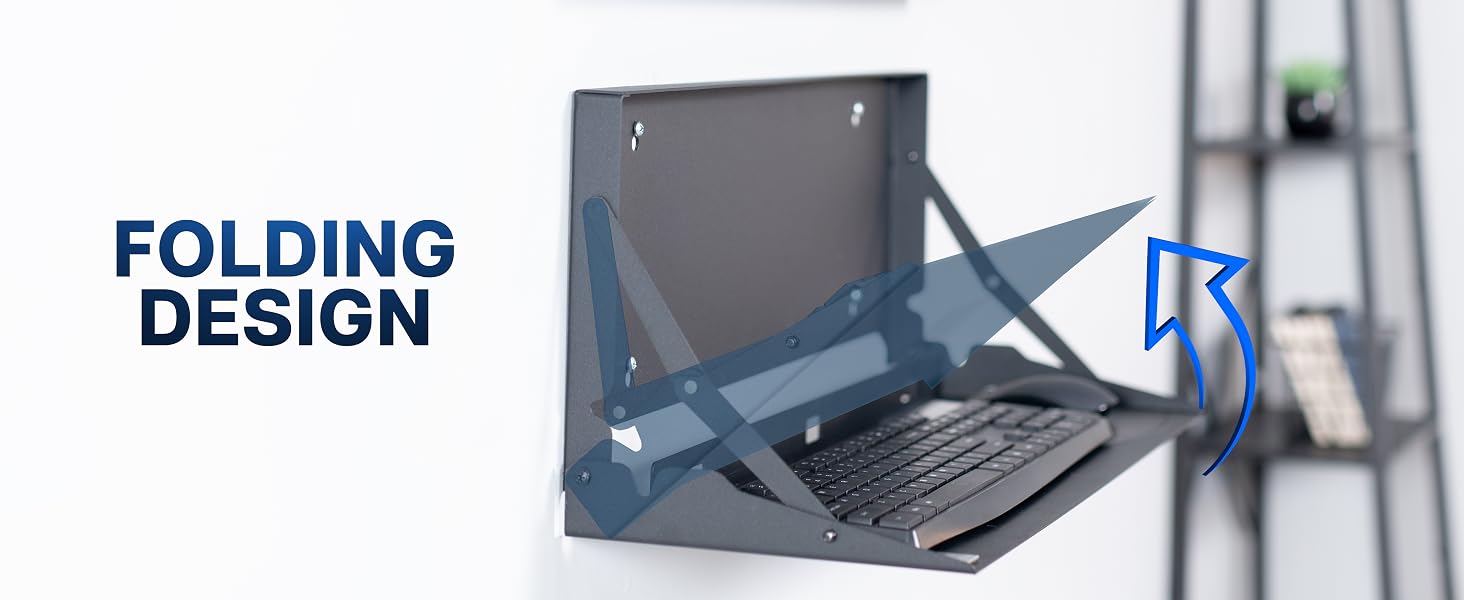 Flip Down Keyboard Tray Wall Mount folding design