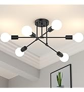 Phaosio Modern Sputnik Chandelier Ceiling Light Fixtures, 6-Lights 22” Mid Century Industrial Met...