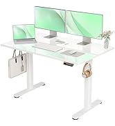 Claiks Glass Standing Desk, White Standing Desk Adjustable Height, 48 Inch Electric Stand Up Desk...