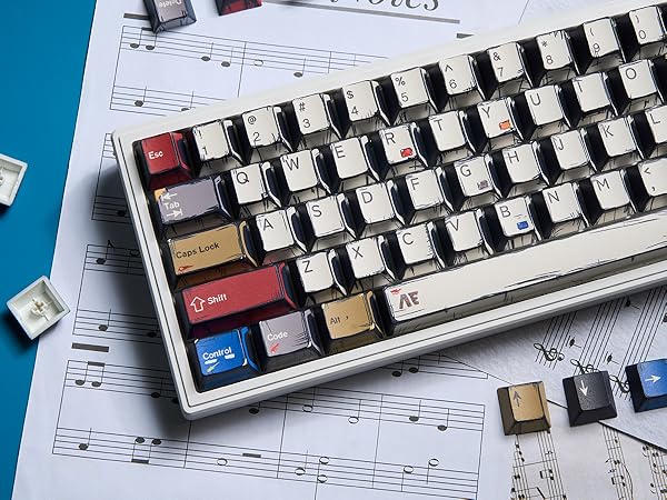 womier Retro PBT Keycaps Set,Manga Theme Custom Keycap 75 100 Percent, Dye-Sub, Cherry Profile