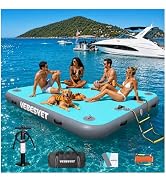 VEBESYET Inflatable Dock with Water Ramp, 6 inch Thick Non-Slip Inflatable Floating Dock for Dogs...