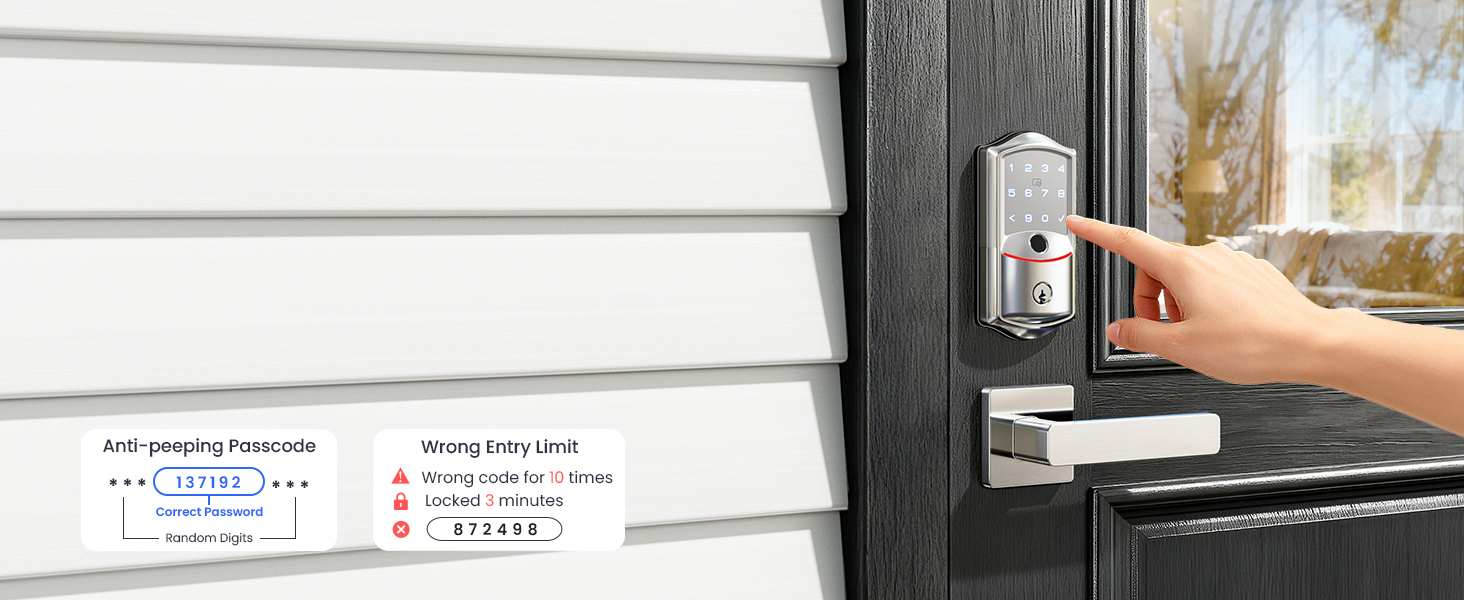 digital door lock with keypad set Anti-Peeking Passcode