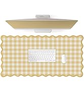 ohisxiacy Scalloped? Checkered Gingham Desk Mat Cute Yellow Pastel Large Mouse Pad Kawaii Cottage...