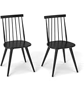 Giantex Windsor Dining Chairs Set of 2, Farmhouse Wooden Black Kitchen Chairs w/Solid Rubber Wood...