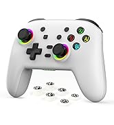 RALAN White Wireless Pro Controller Compatible with Nintendo Switch/OLED/Lite, with LED Color Lig...