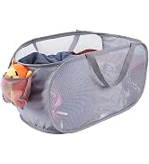 Kimmama Large Collapsible Mesh Laundry Basket,Foldable Pop Up Laundry Hamper with Side Pocket,Rem...