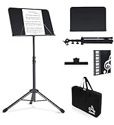 AODSK Sheet Music Stand,5 in 1 Dual-Use Folding Sheet Music Stand &amp; Desktop Book Stand with Porta...