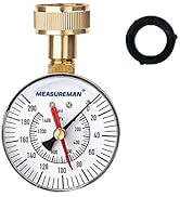 MEASUREMAN 2-1/2" Water Pressure Test Gauge, 3/4" Female Hose Thread, 0-200 psi/kpa with Maximum ...