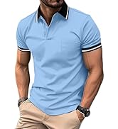 ZITY Mens Polo Shirts Casual Short Sleeve Athletic T-Shirts Classic Contrast Collar Shirt with Po...
