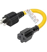 [4-in-1] 12AWG 15 Amp Household AC Plug to 20 Amp T Blade Adapter Cable,5-15P to 5-20R,5-15P to 6...