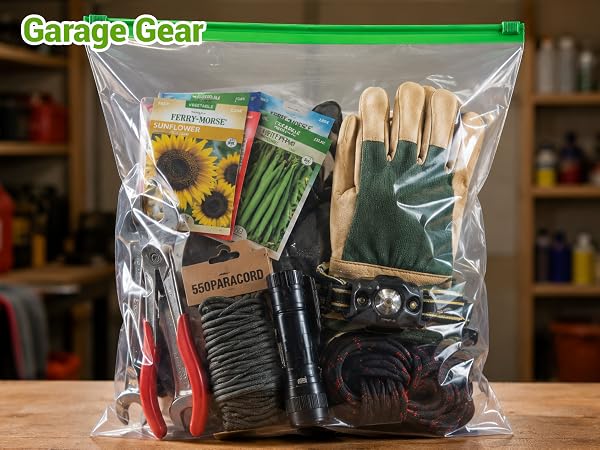 GarageGear bags for organizing garage tools.