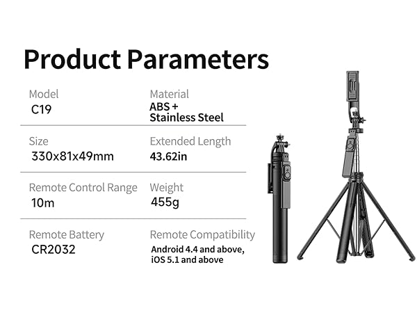 Selfie Stick Tripod, Extendable Tripod for Phone &amp; Selfie Stick with Detachable Phone Holder