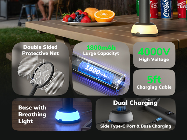 YISSVIC Electric Fly Swatter Bug Zapper Racket