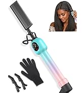 Professional Hot Comb for Wigs and Black Hair, Electric Pressing Comb with Anti-Scald Design, 5 H...