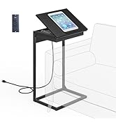 sthmec C Shaped End Table with Charging Station, 45° Tiltable Adjustable Flip Top Side Table with...