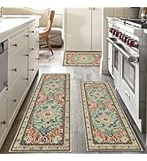 Yamaziot Boho Washable Kitchen Rugs Sets of 3, Non Slip Kitchen Mats for Floor with Rubber Backin...