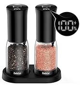 Electric Salt and Pepper Grinder Set with LED Power Display,Larger Capacity Salt and Pepper Shake...