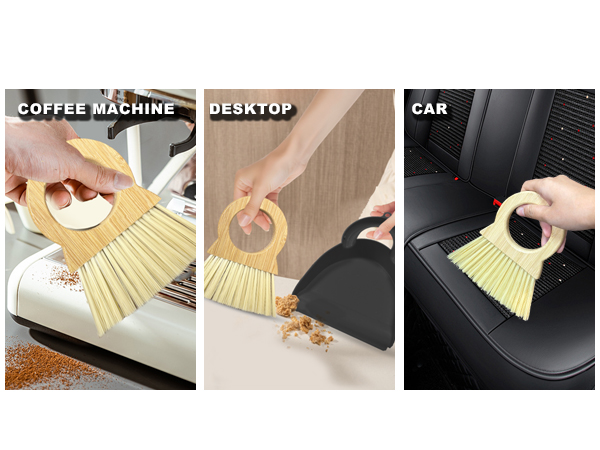 Xifando Mini Broom and Dustpan Set Compact Bamboo Handle Mini Dustpan Brush Small Dust Pan and Broom