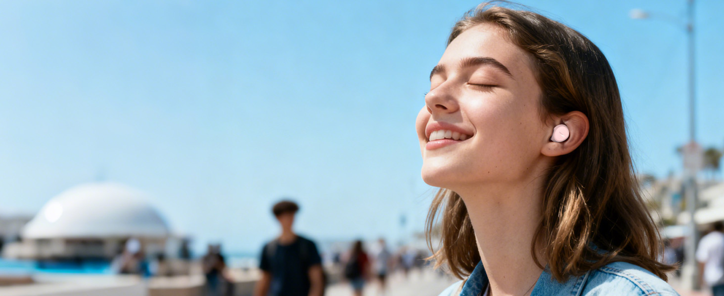 Ergonomic in-ear wireless earbuds worn comfortably for secure everyday listening